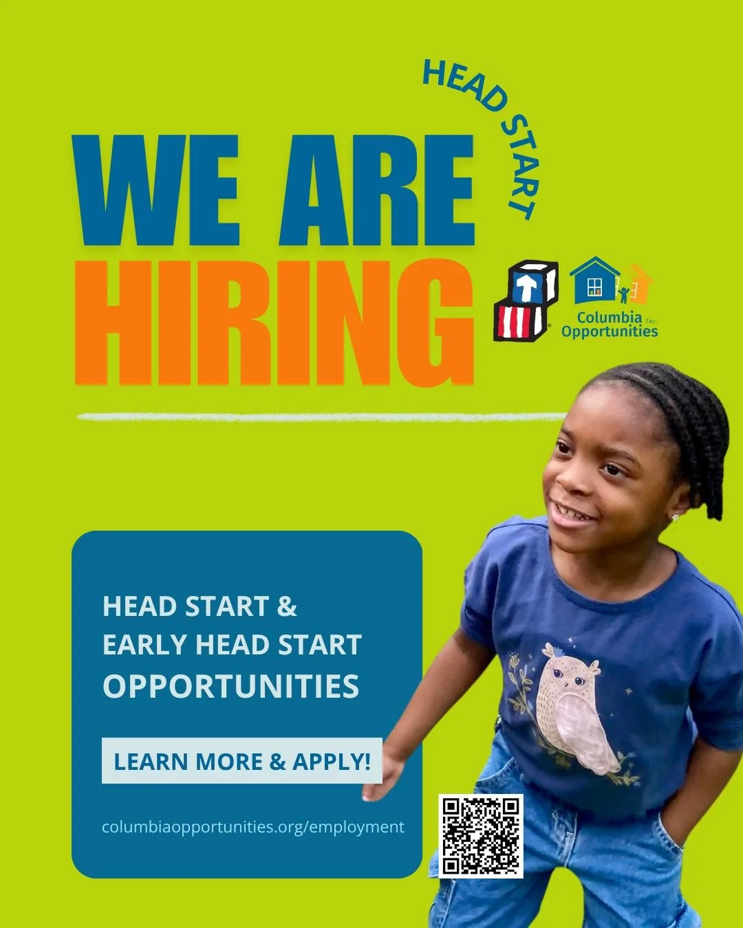 Join our Head Start team! Job opportunities for both our Head Start and EARLY Head Start programs.

Learn more and apply today! Link in bio.