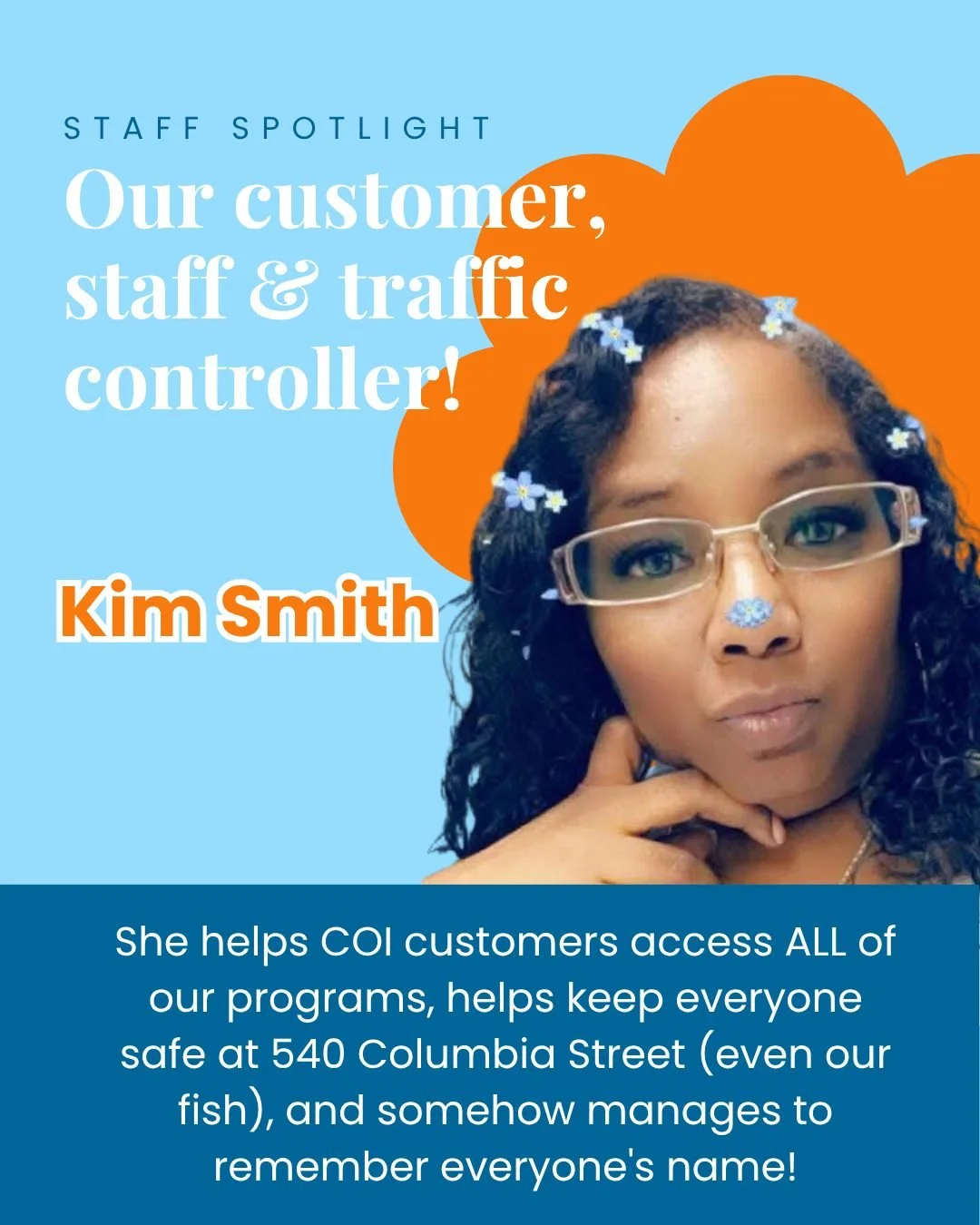 Happy Birthday to our own Kim Smith! 🧡🎂🎉 Share a birthday greeting below.
 
Kim is one of the few COI employees who quite literally works with EVERYONE&mdash;no matter your location, position, or program. 
 
She's our customer, staff, and traffic 