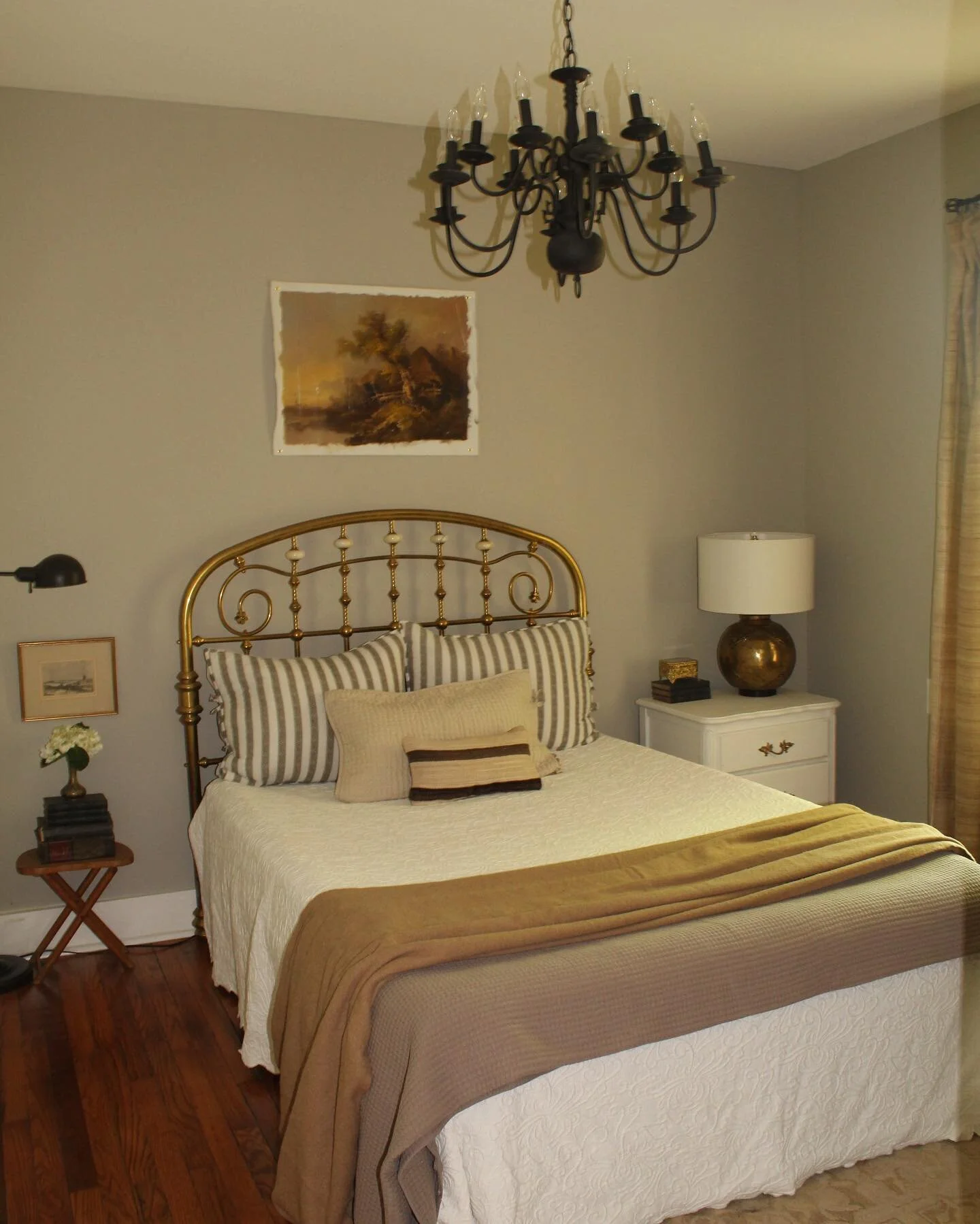 Hope everyone had a wonderful Wednesday!! Here is the downstairs bedroom after and before reveal. Take note of the drop ceilings, green paneling, and floors in the before picture. We refinished the floors and worked some drywall magic in this space. 