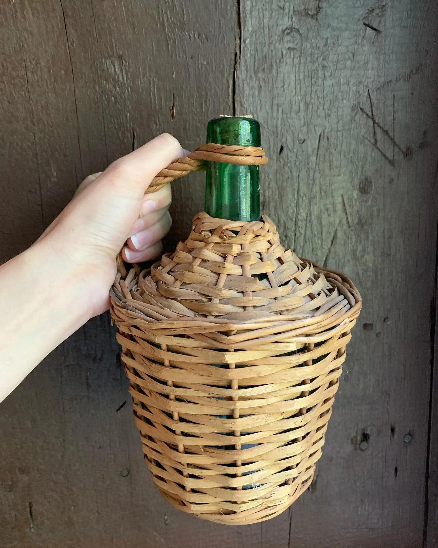 Happy Friday!!! These are Friday finds that I think @megan.d.miller would approve of. Though I didn&rsquo;t find all of these in one place, they were all thrifted. The wicker demi-John was $5.25 (I have been looking for one of these forever!) stained