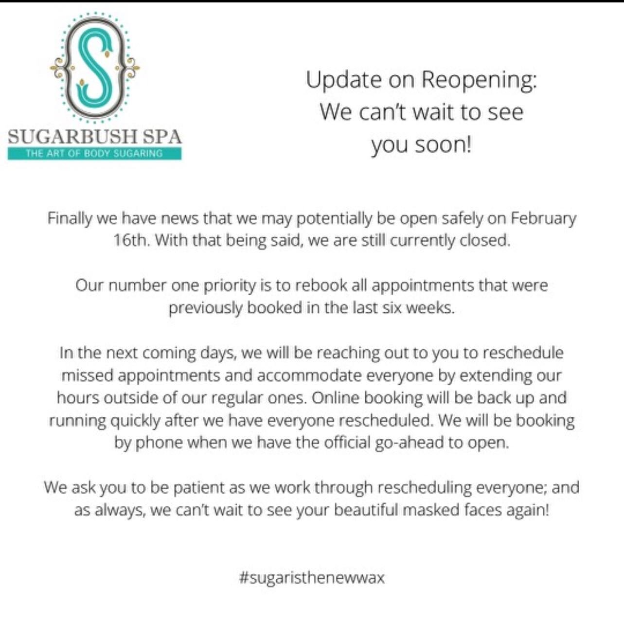 *Reopening update*