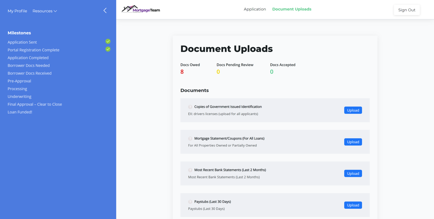 At any time, your borrowers can upload their documents via the “Document Uploads.” Documents are listed based on the document set that was selected. You can add and remove documents based on portal answers via “Manage Triggers” https://secure.setsha…