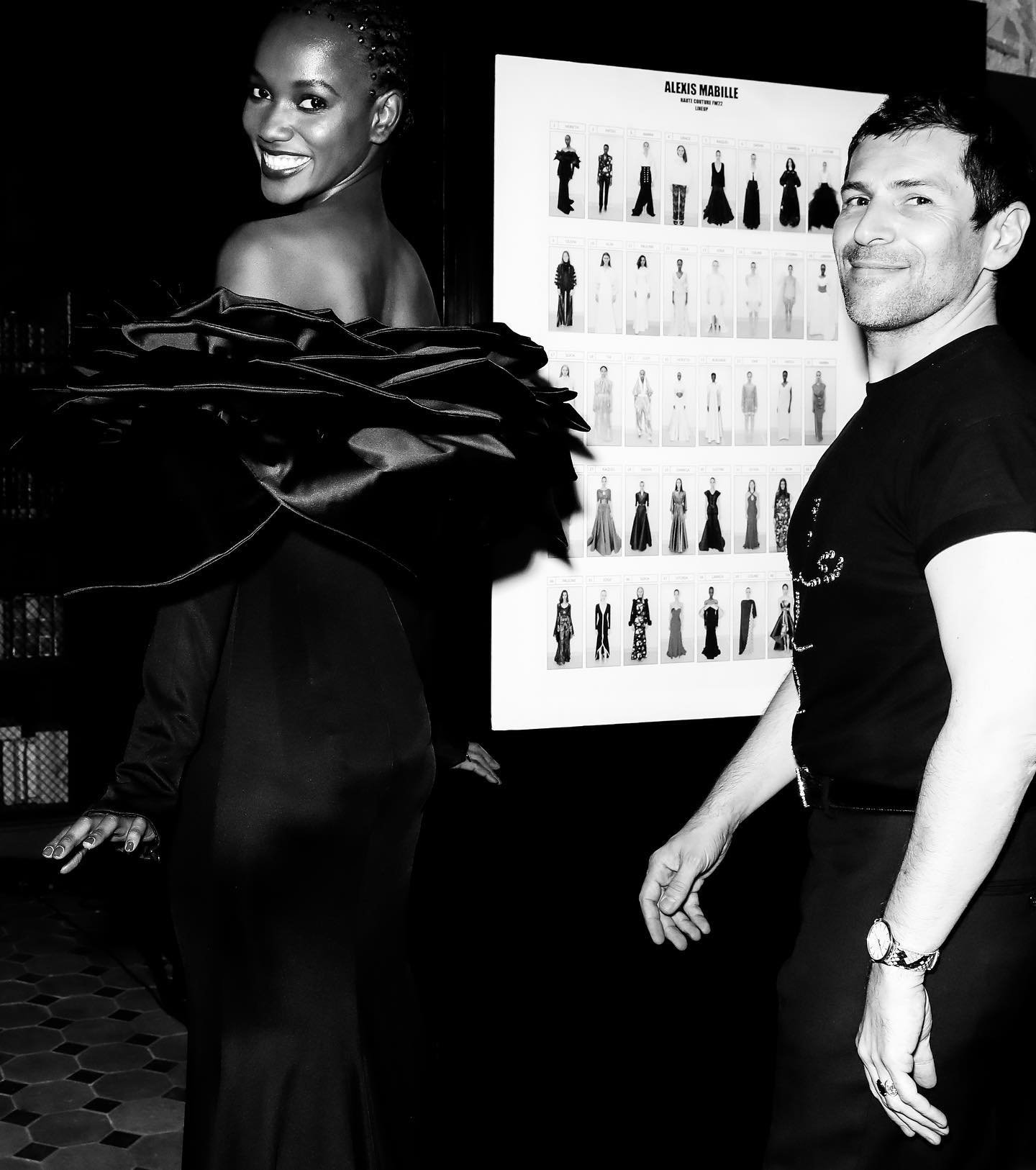 Happy time backstage captured by @francoisgoize with me and @heriethpaul #backstage #lineup #showtime #black&amp;white @alexismabille #alexismabille