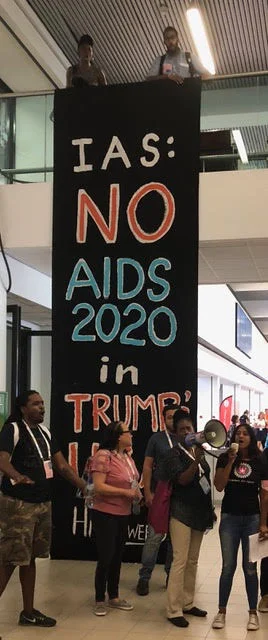 Demonstration: some thought the 2020 conference should not be held in San Francisco because the Trump administration is not HIV-friendly.