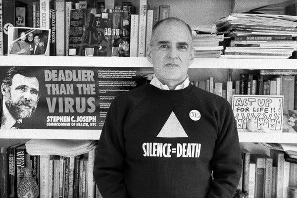 Kramer called people out for their inaction. Dr. Steven Joseph (photo on shelf was NYC Health Commissioner. Kramer criticized Dr. Joseph for inaction with the AIDS crisis and accused him of genocide.