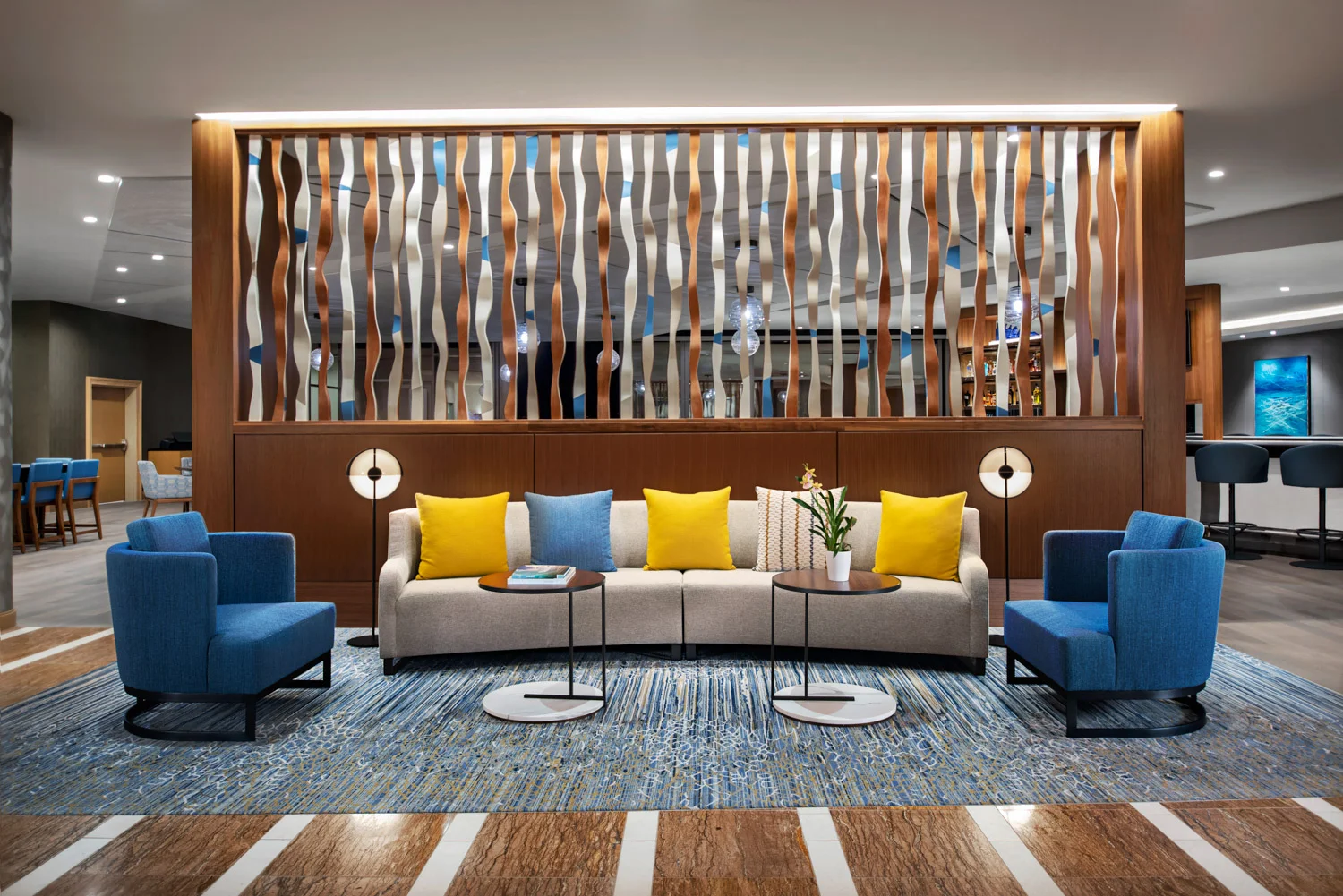 Front lobby seating at IHG, San Diego luxury hotel photography, southern California hotel photographers, architecture photographer