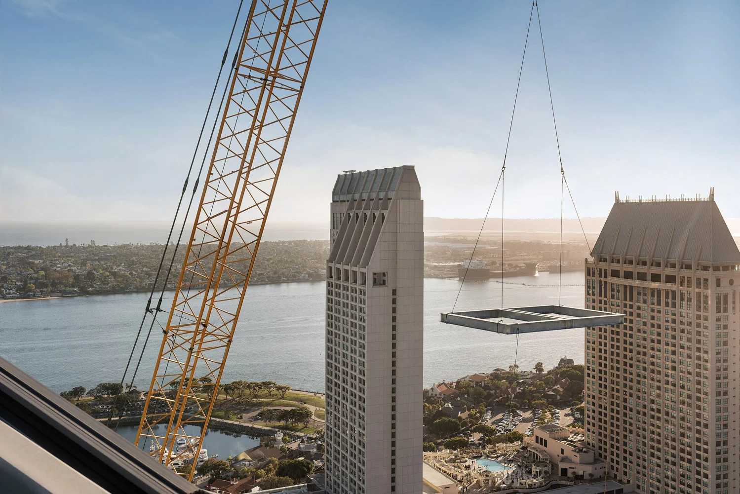 Large crane working over San Diego Bay, architecture photographer, San Diego architecture photographer, construction photography, California photographer, architecture photography