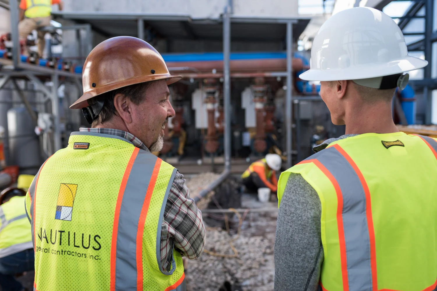 Contractors on site, international architecture photographer, lifestyle photographer