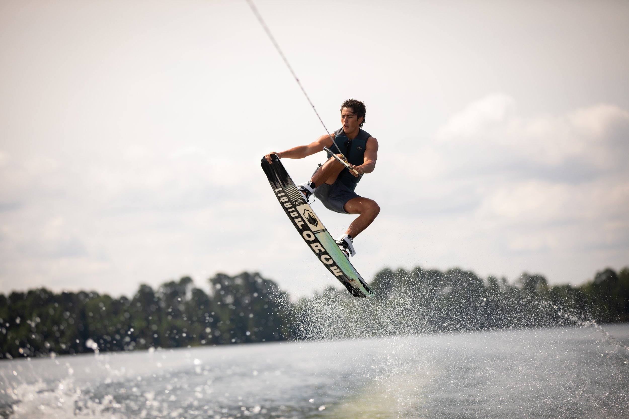 Wakeboard enthusiast Owen catches air.