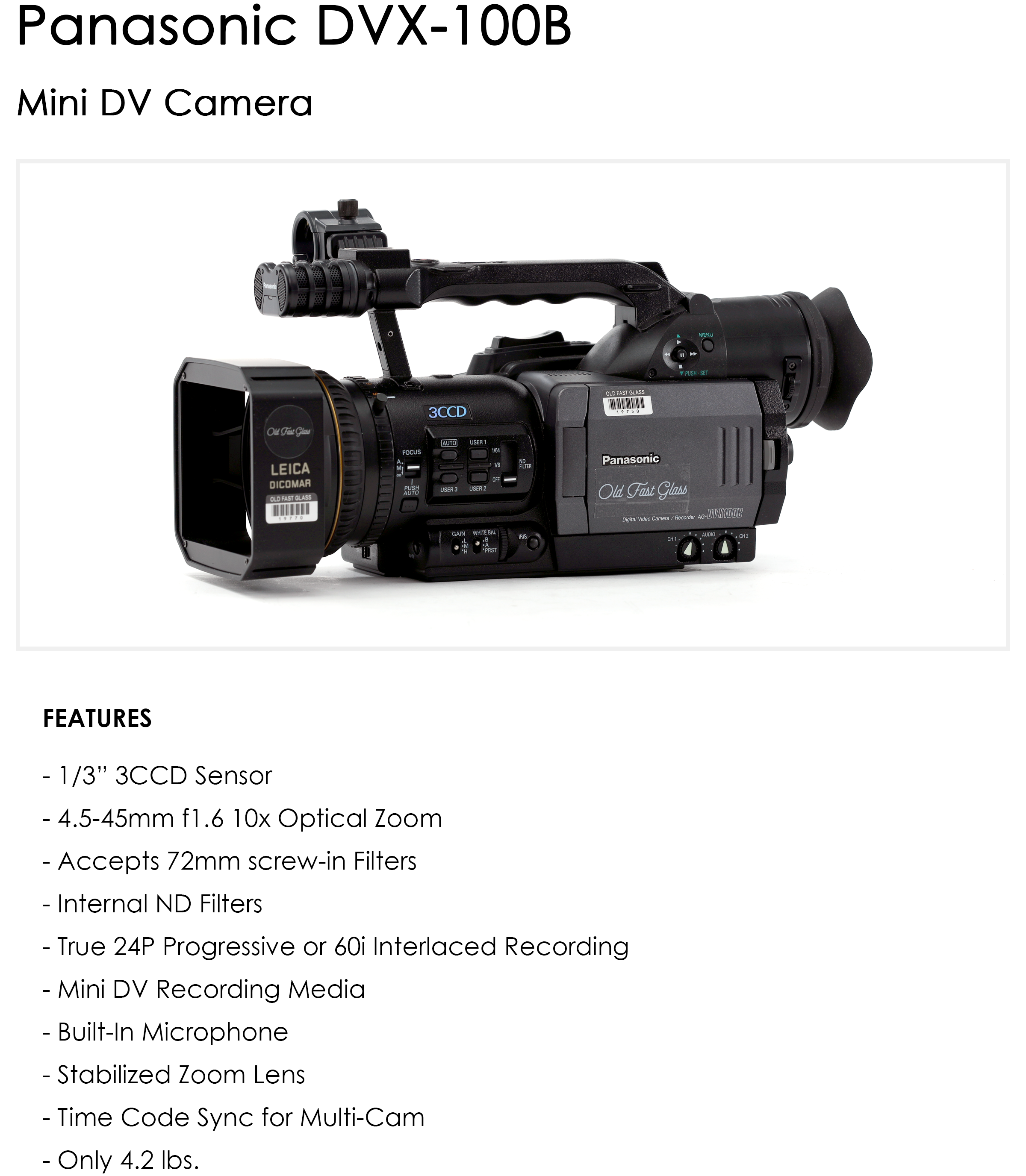 Panasonic AG-DVX100B 【公式通販】