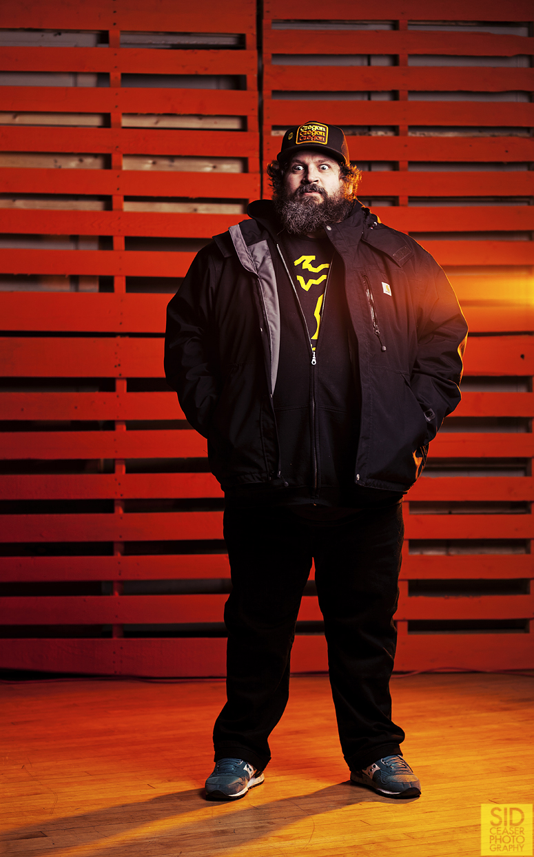 Aaron Draplin, having no knowledge of the existential crisis I was going through during pre-lighting and setup for this photograph.
