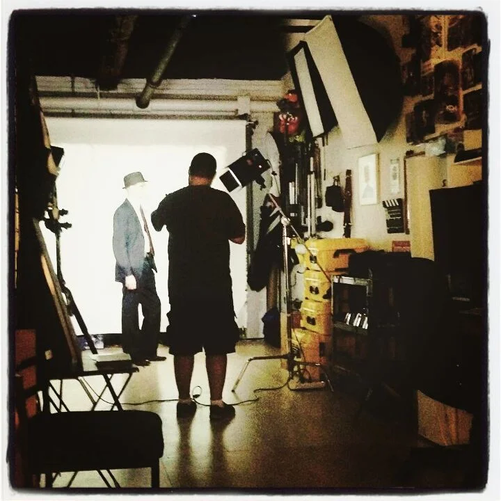 projecting images on the members of Low Lily