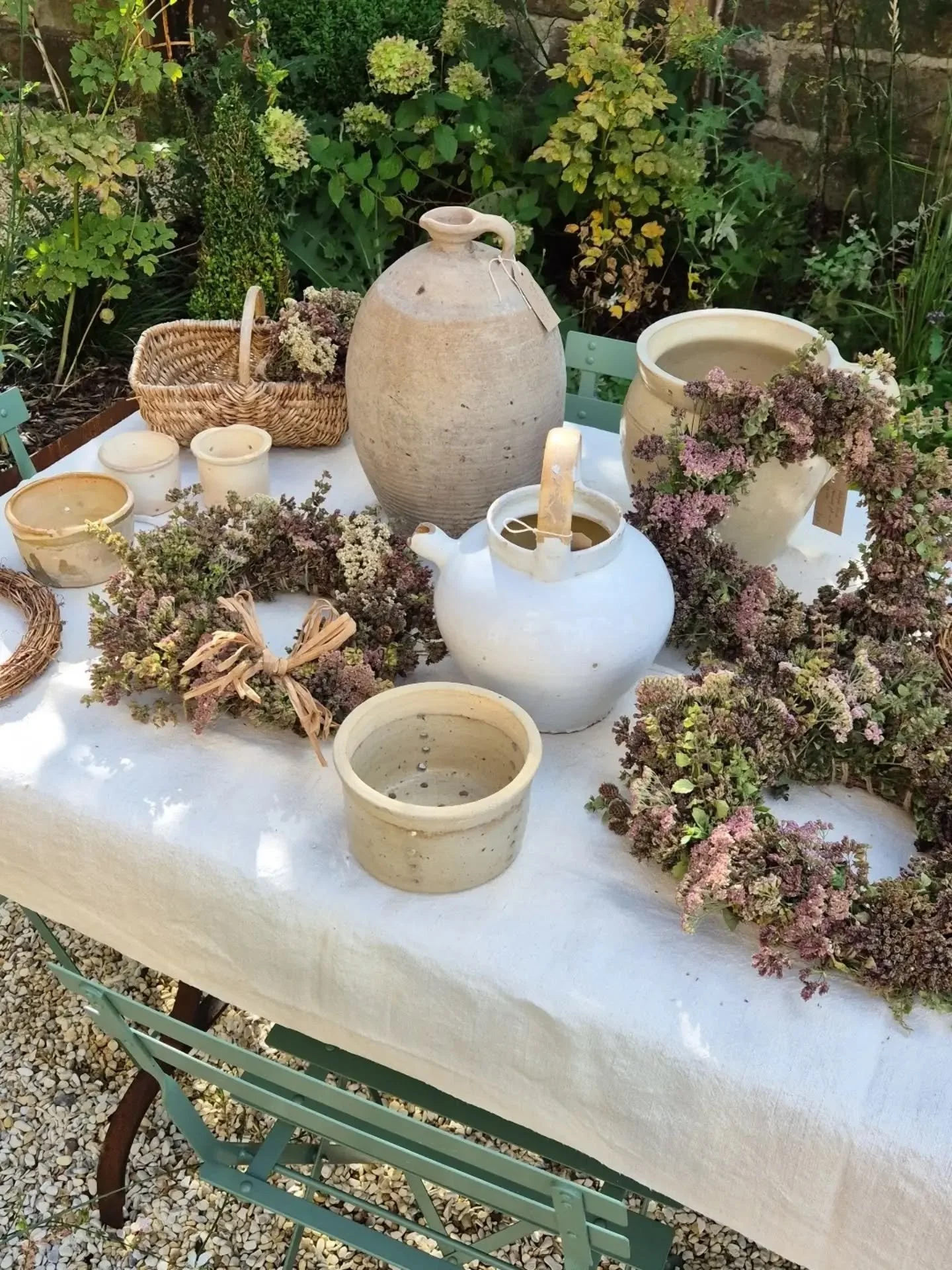 We've been busy getting ready for our next market... we'll be at @asfairs antique and salvage show this Saturday in Cheshire. 

Bringing lots of beautiful French finds and decorating our stall with handmade wreaths made with allotment herbs 🌿 

Hope