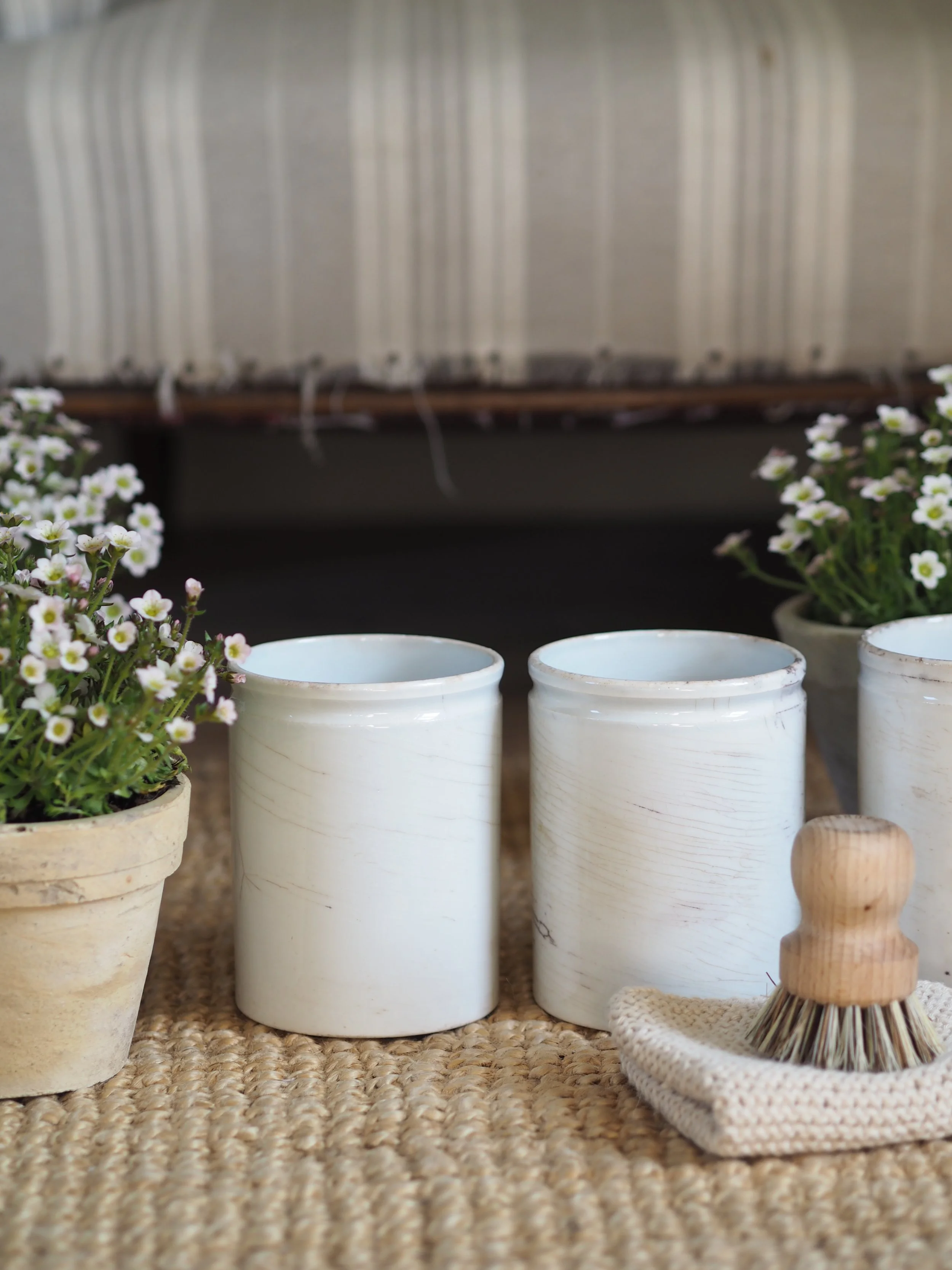 Vintage French Confiture Jar - White