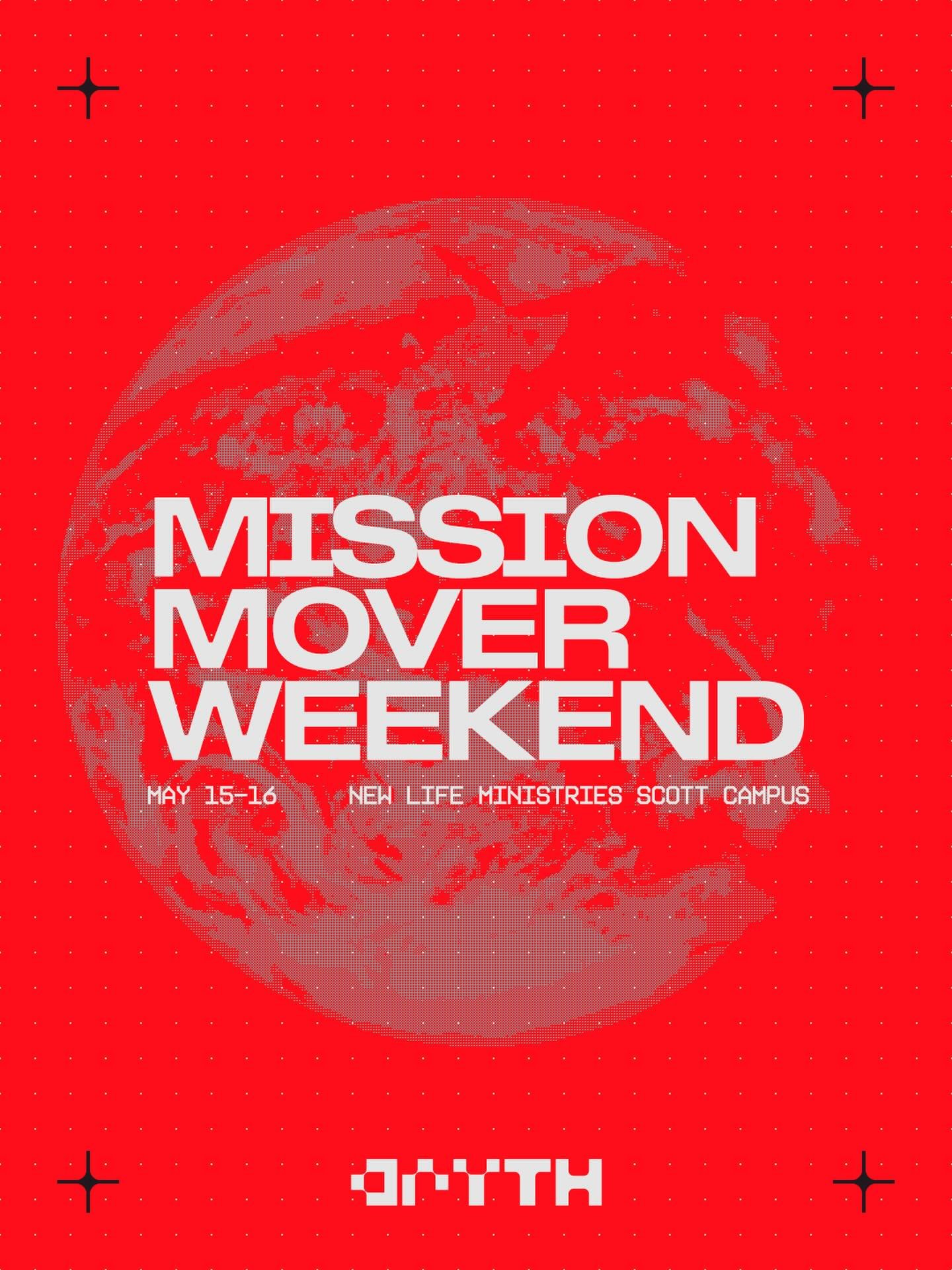 🚀 🚨 HAPPENING THIS WEEKEND FOR ARYOUTH MISSION MOVERS 🚨 🚀 

PACK YOUR BAGS. BE READY FOR TEAM NO SLEEP 😴.
AND TO HAVE AS MUCH FUN AS HUMANLY POSSIBLE. 🤯

THIS WEEKEND | May 15th &amp; May 16th
New Life Ministries NLR &mdash; Scott Campus ⛪️ 

I