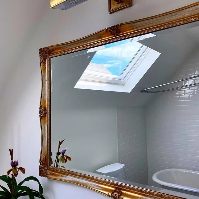 More time at home means more washing my hands at this attic sink and more chances to notice the views from this skylight. Can you see Sutro Tower in the first one? And our neighbors&rsquo; (&ldquo;Spring&rdquo;) beautiful turret and roof line in the 
