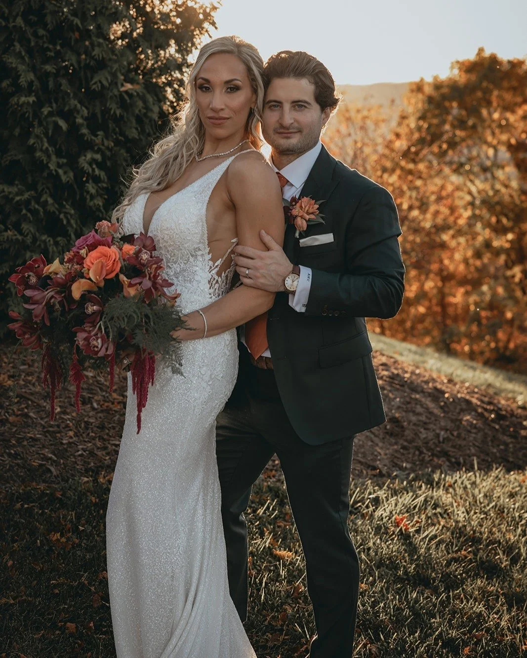 Happy Anniversary to A &amp; T! Wishing you a lifetime of happiness! 

Virginia wedding florist | Virginia wedding | Roanoke wedding florist | orange red and purple wedding | Virginia fall wedding florals