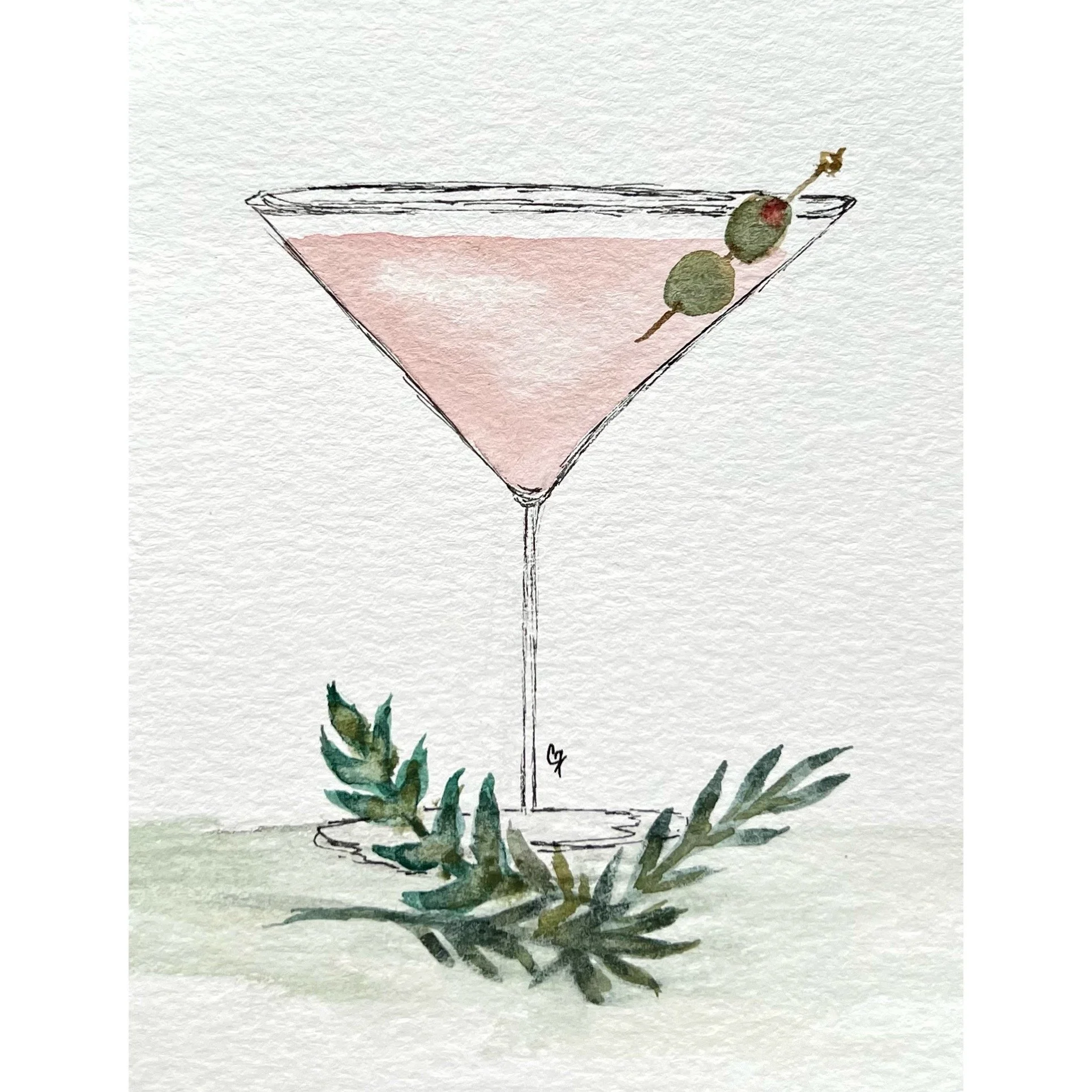 Merry Martini - Folded Greeting Card Set of 4