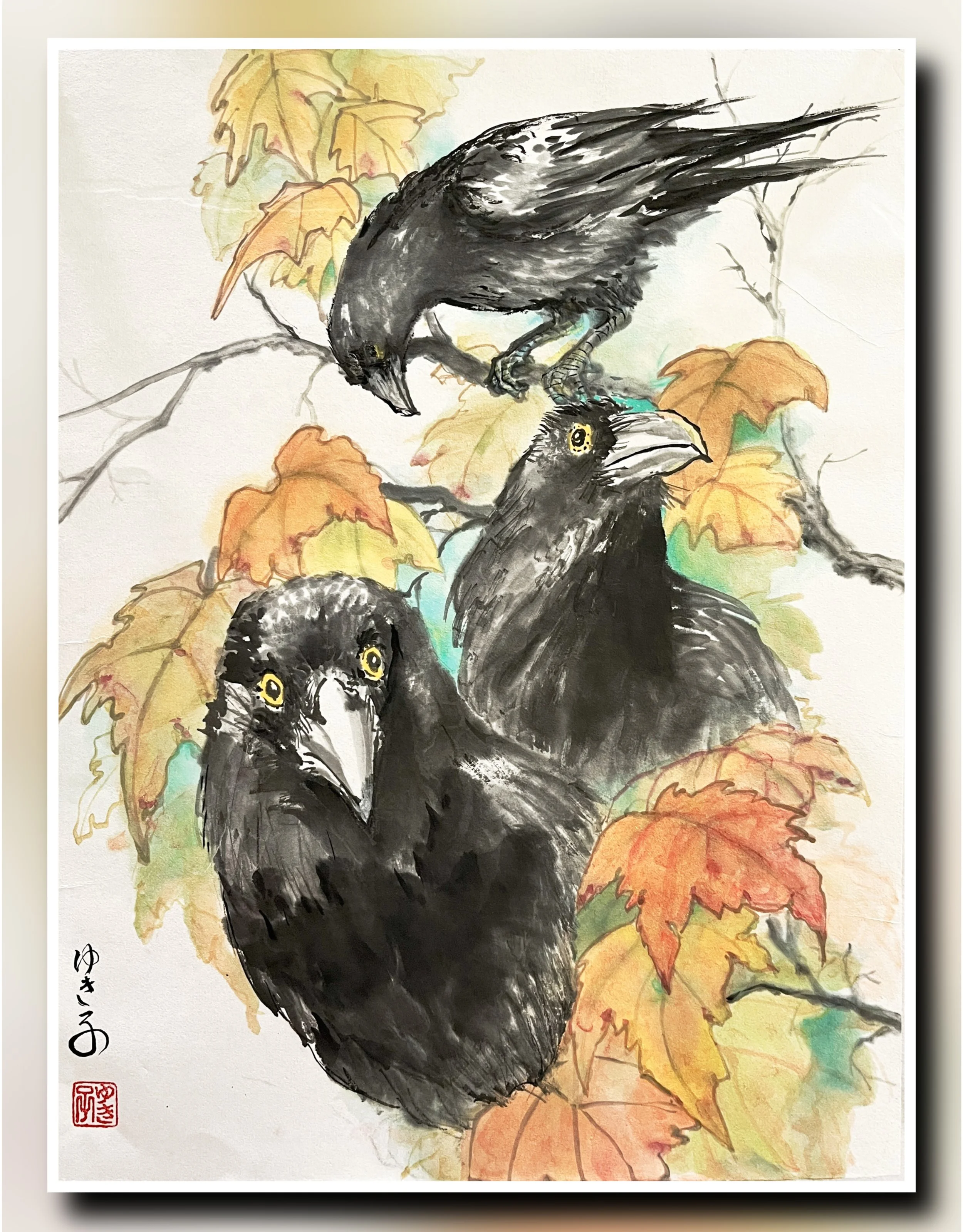 Three Crows in Fall