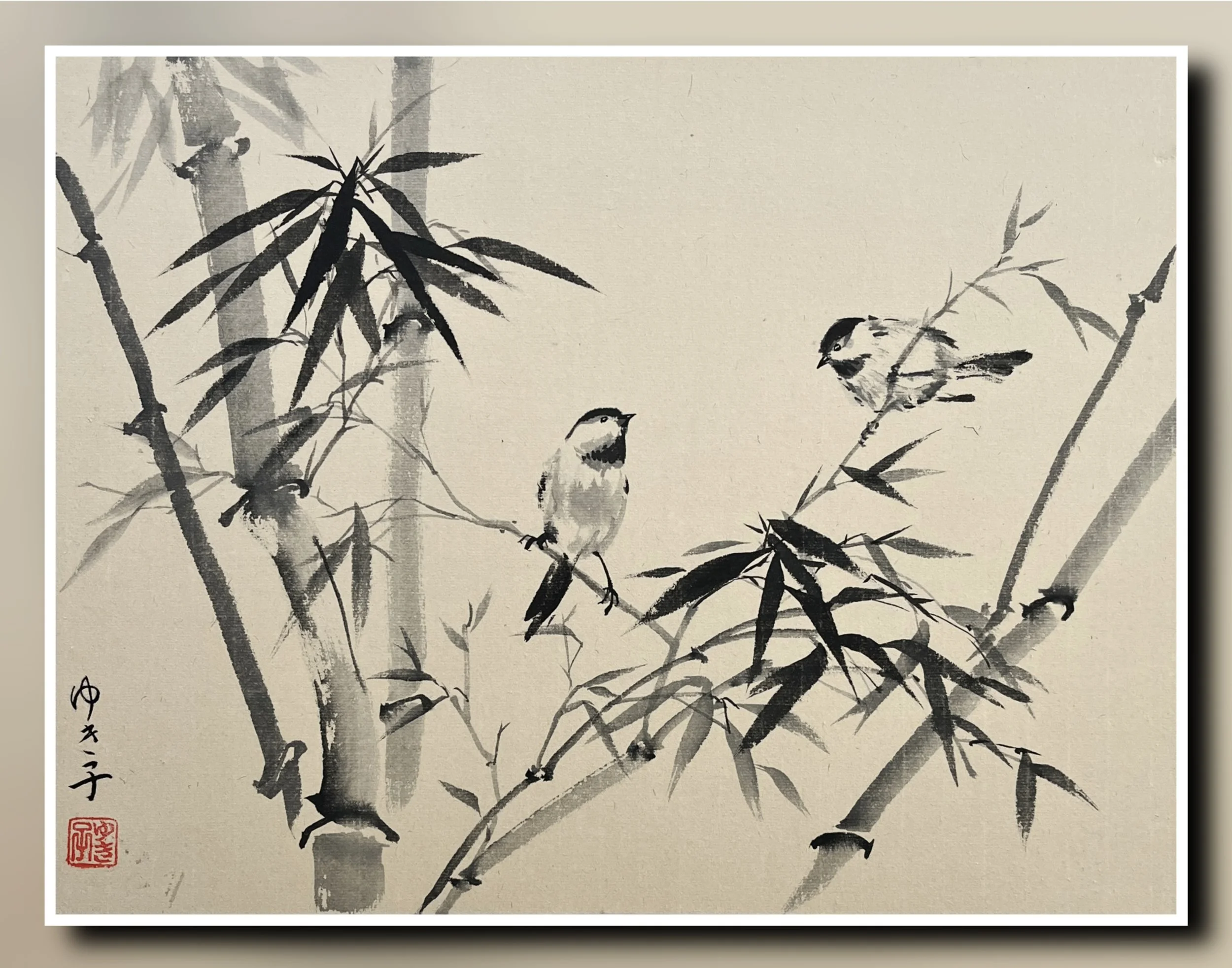 Morning Greetings
(17.5x13.5 sumi ink on bamboo paper)