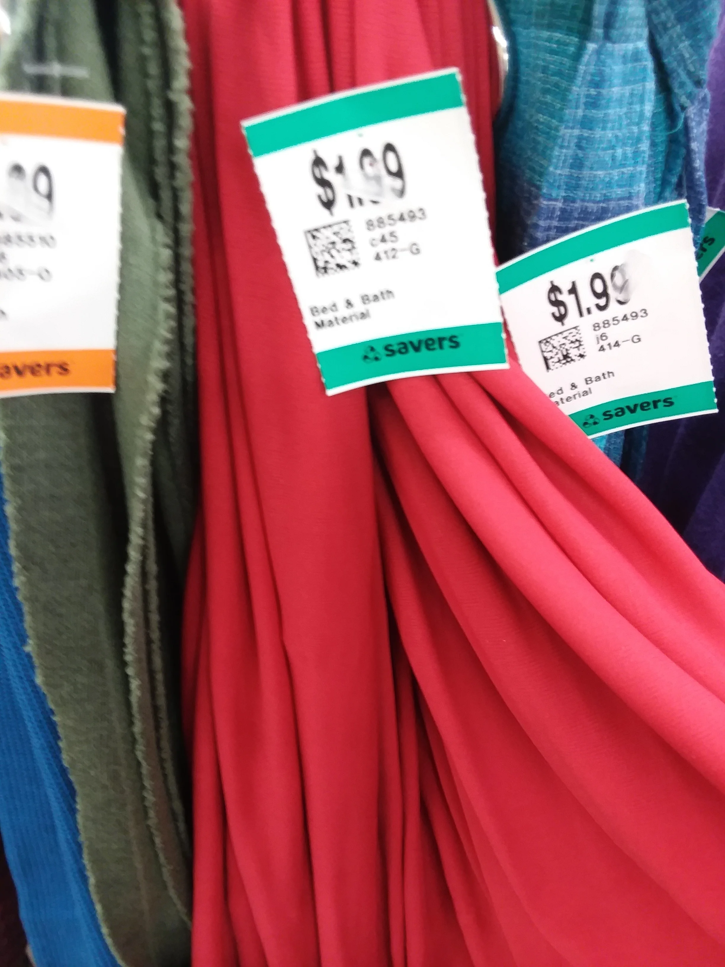 See those prices? That’s several yards of lovely fabric for $2-5. People, thrift stores are your friend. Do you have fabric you don’t want? If you can’t swap to someone, bring it to a thrift store so I can buy it.