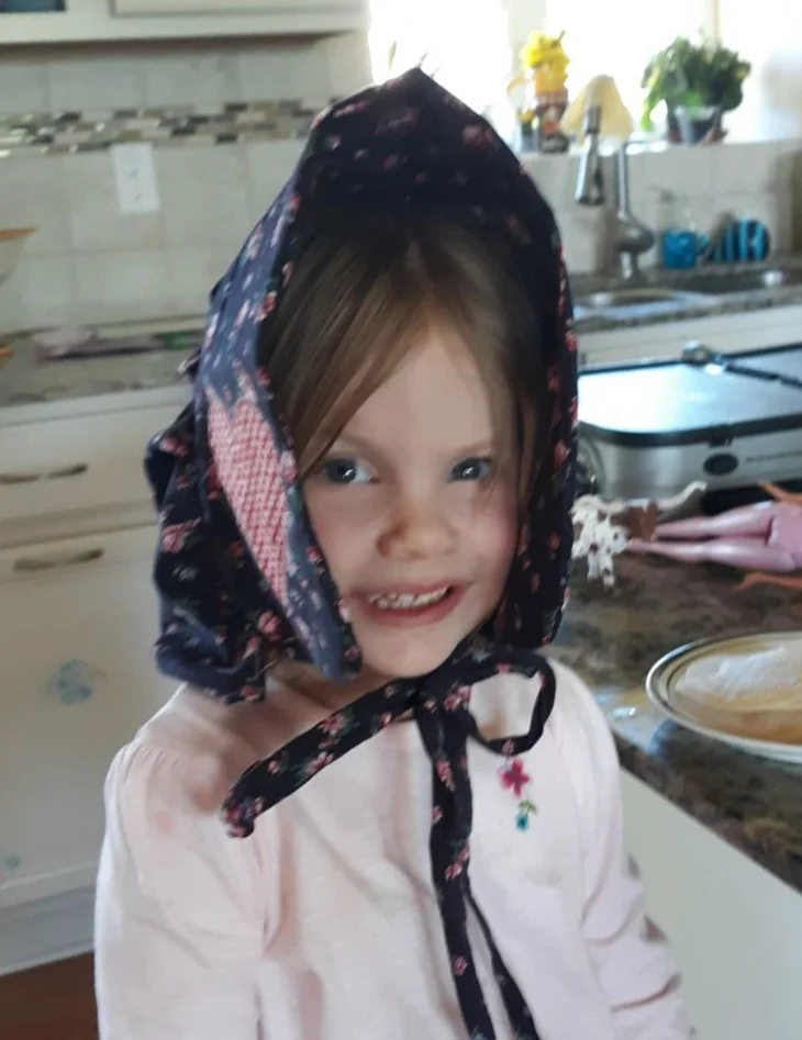 PRO-TIP: If you need to get your three year old to sit still for a photo, entice her to sit down with pancakes.