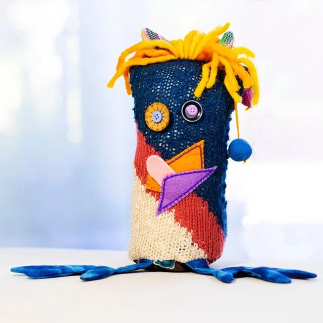 My name is Lance. I like writing Harry Potter fan fiction and slightly burnt bacon! Lance is still looking for his Forever Home. Lance would do best in an omnivorous household among people who won't mention his orange hairpiece. .
.
.
.
.
.
#projectsqueeble #playfriend #handmadehour #fiberartistsofinstagram #upcycledart #upcycledesign #artforyourhome #artforinteriors #handmadewithlove❤ #textilesdesign #creativehappylife #calledtobecreative #createmakeshare #craftsposure #makersvillage #modernmaker #wearethemakers #createdtocreate #fiberart #fiberarts #originalartwork #handmade #artoftheday #makersmovement #makersgonnamake #makers #monsters #textiles #squishy #snuggles