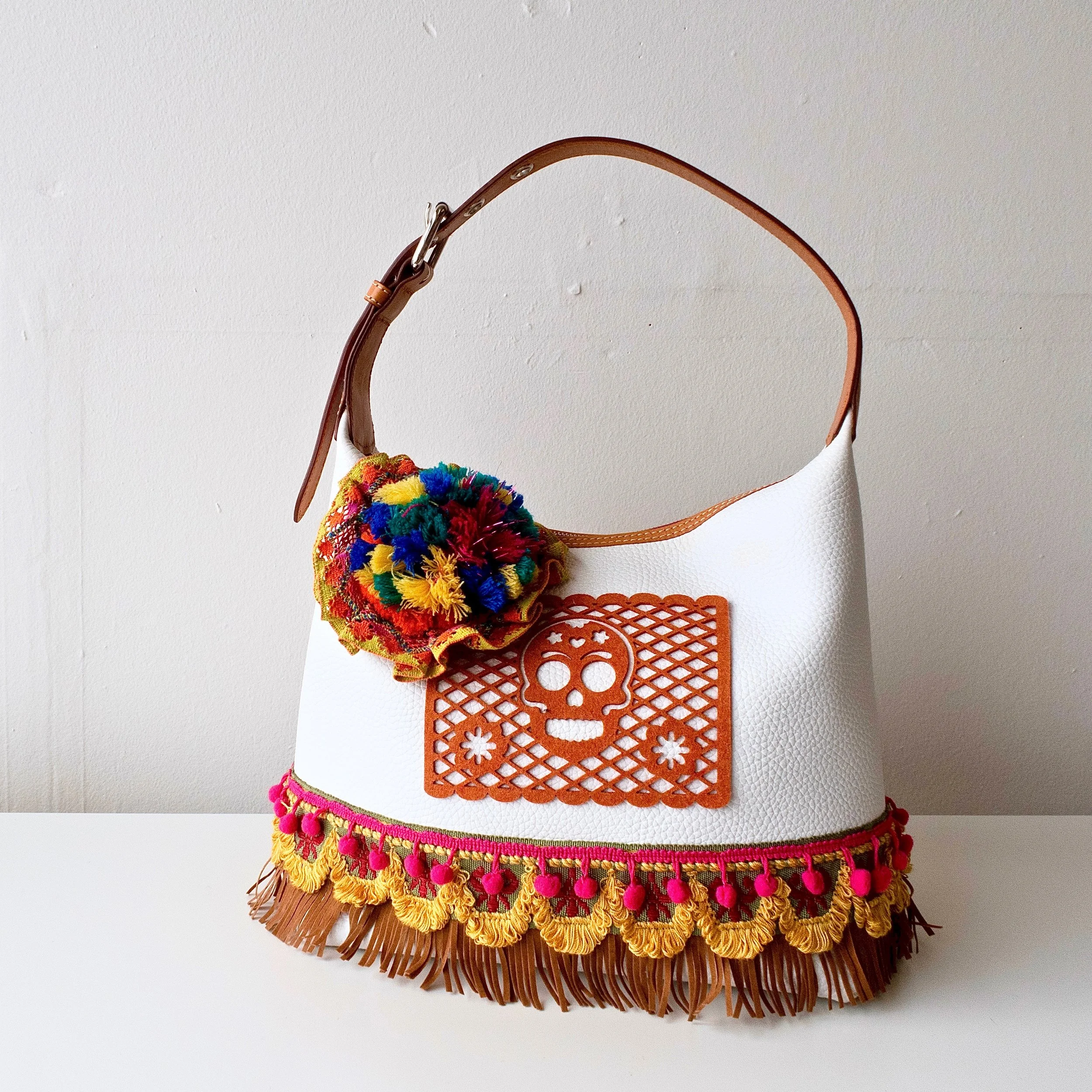 Papel Picado Tote with Floral Embellishment