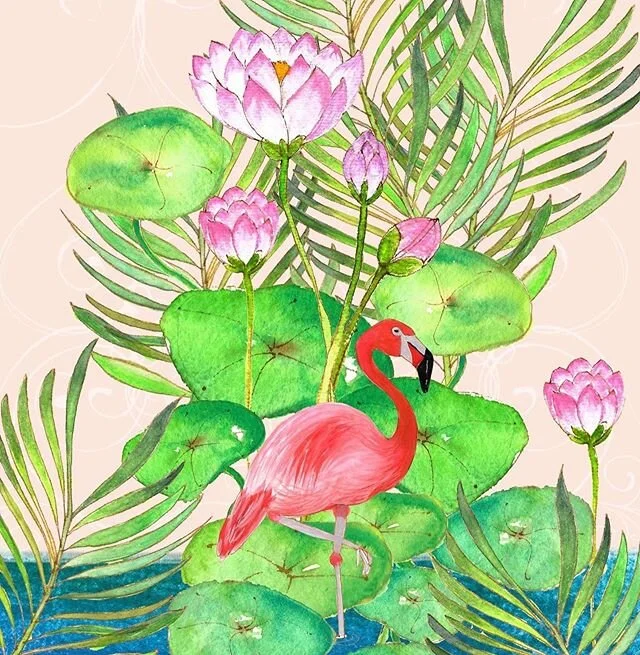 This is my latest bird art, raining today needed some lushness, another piece in my rooftop gardens collection. @victoriajohnsondesign  #victoriajohnson_createexplore #kensingtonrooftopgardens  #theydrawandgarden