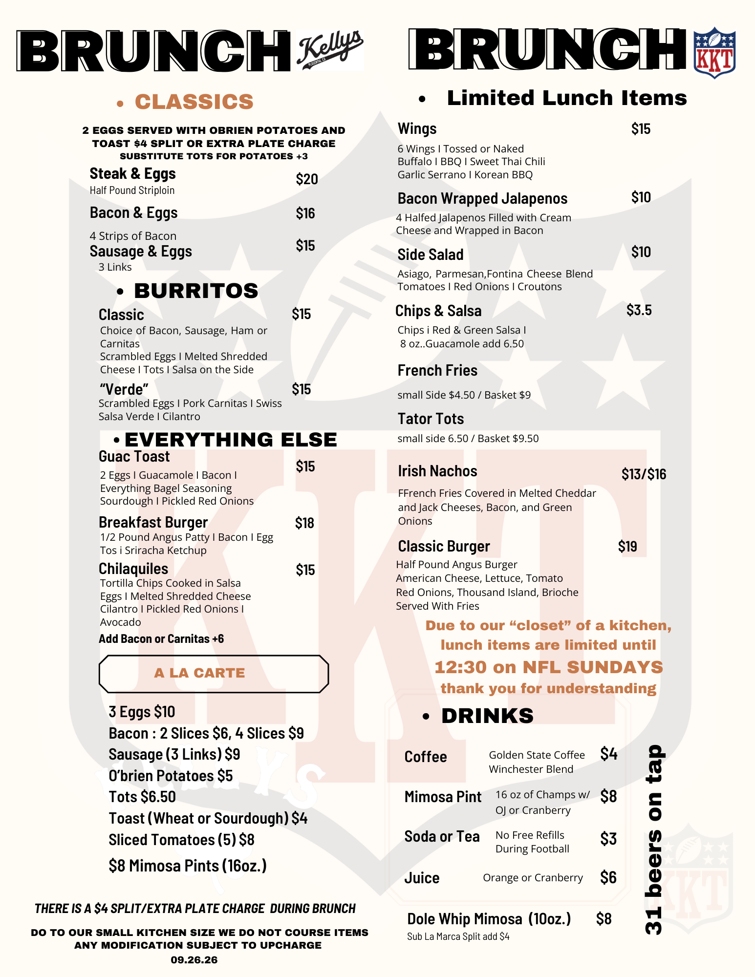 Menus — Kelly's Korner