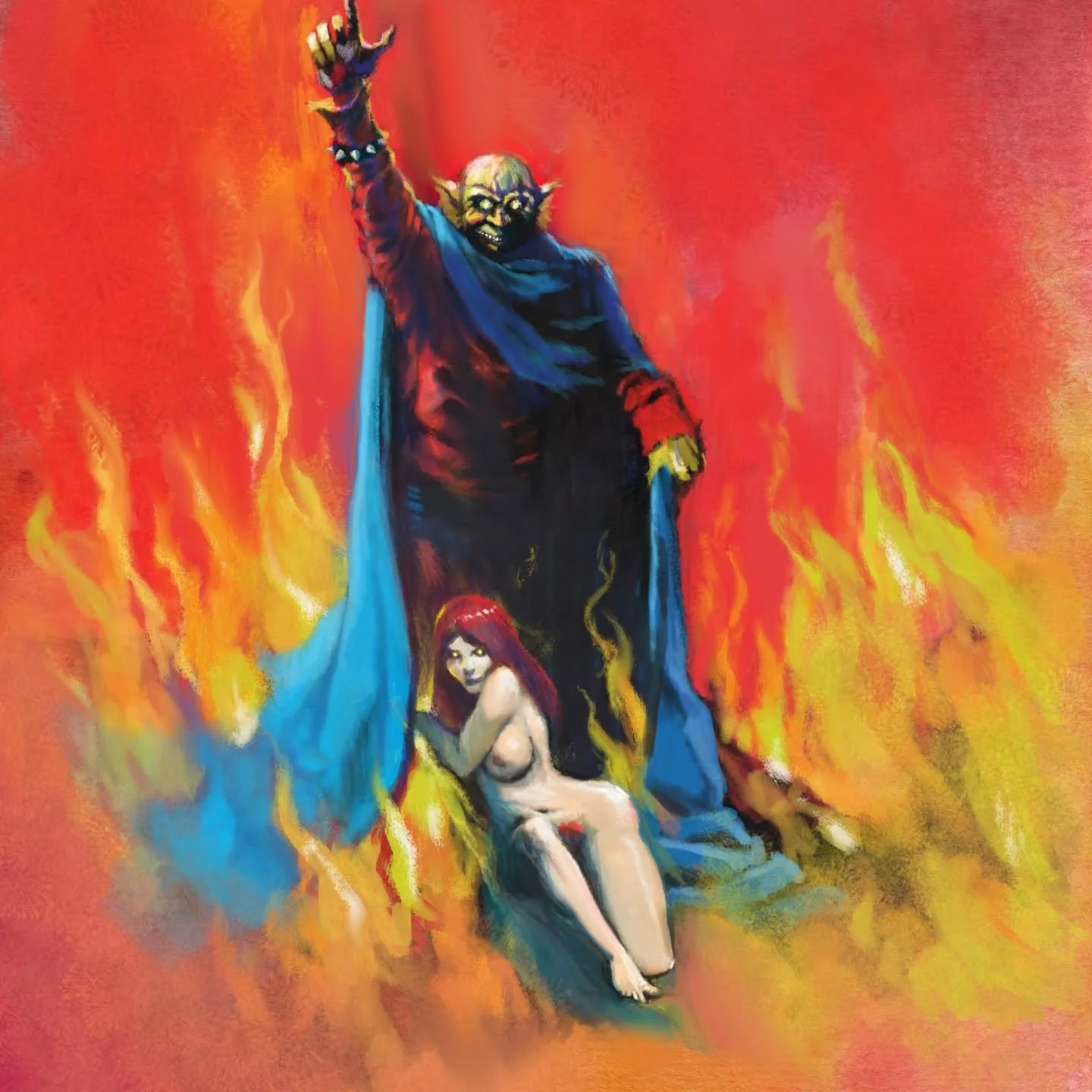 "Gone, gone the form of man,
Rise the demon Etrigan!

Day 14 of #JackTober meets Frazetta  from @tom_scioli and me! 

Etrigan the Demon!

#demon #painting #insta #art