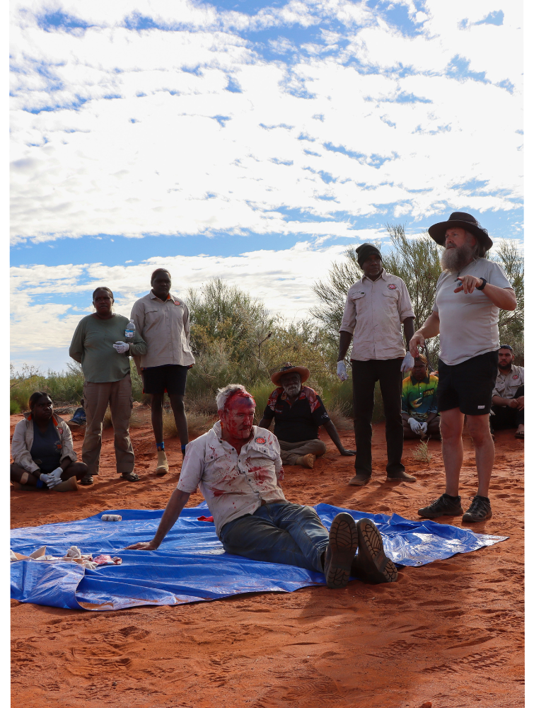 Neil from Wilderness First Aid Australia talks the KJ Rangers through the injuries of General Manager Peter.png