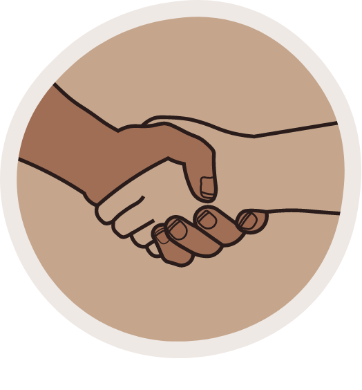Icon representing respect and strong relationships between Martu and non-Martu people through understanding and working together.
