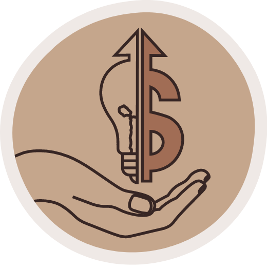 Icon representing work and training opportunities that support independence, skills and community wellbeing.