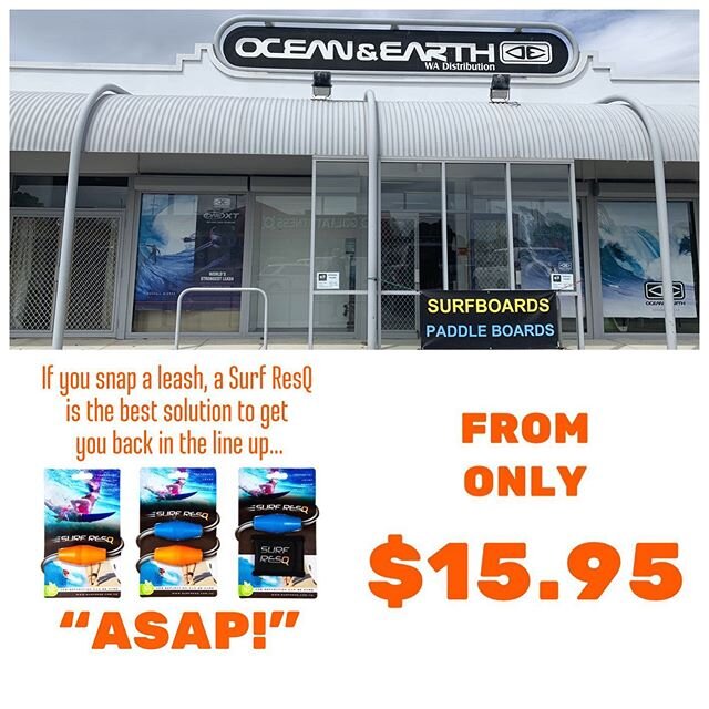 Surf ResQ now available at Ocean and Earth, Rockingham! With the Autumn season ready to fire, don&rsquo;t miss waves because of a snapped leash. Drop in and say g&rsquo;day to Rob and Caroline, and while you&rsquo;re there, grab a Surf ResQ...It&rsqu