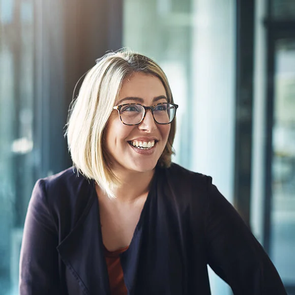 Female executive smiling
