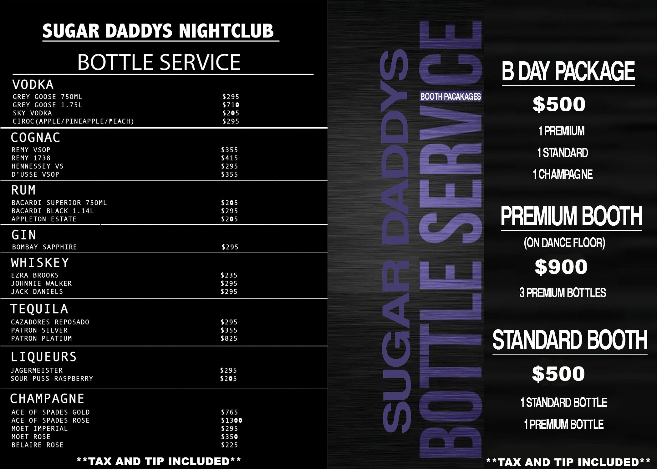 BOTTLE SERVICE — SUGAR DADDYS