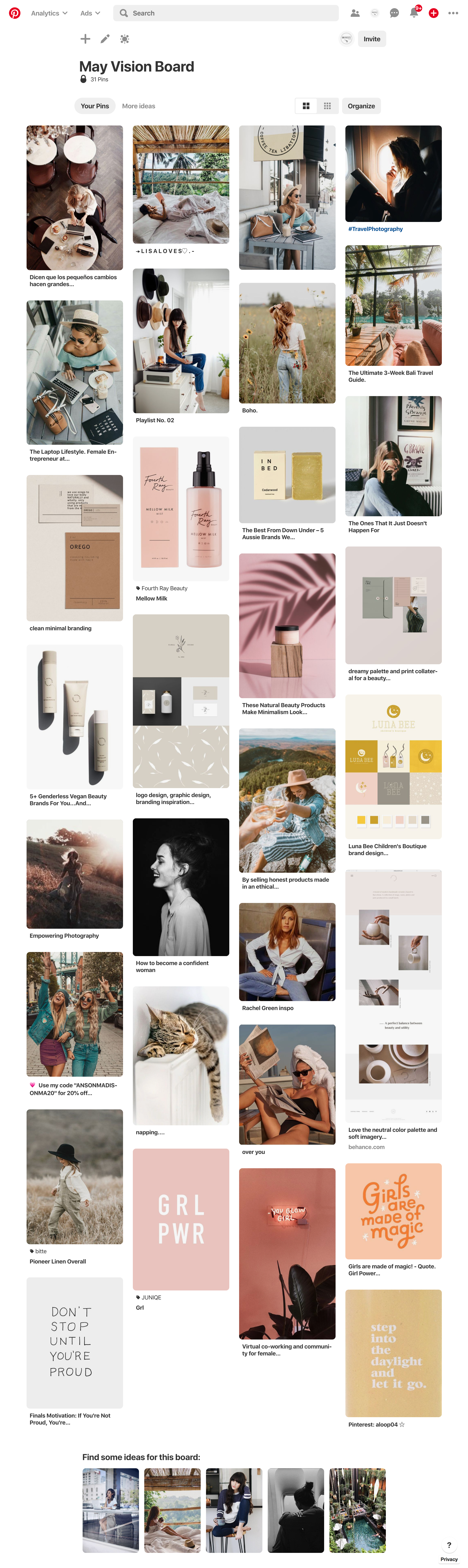 Here’s a look into my personal “May Vision Board” Pinterest board.