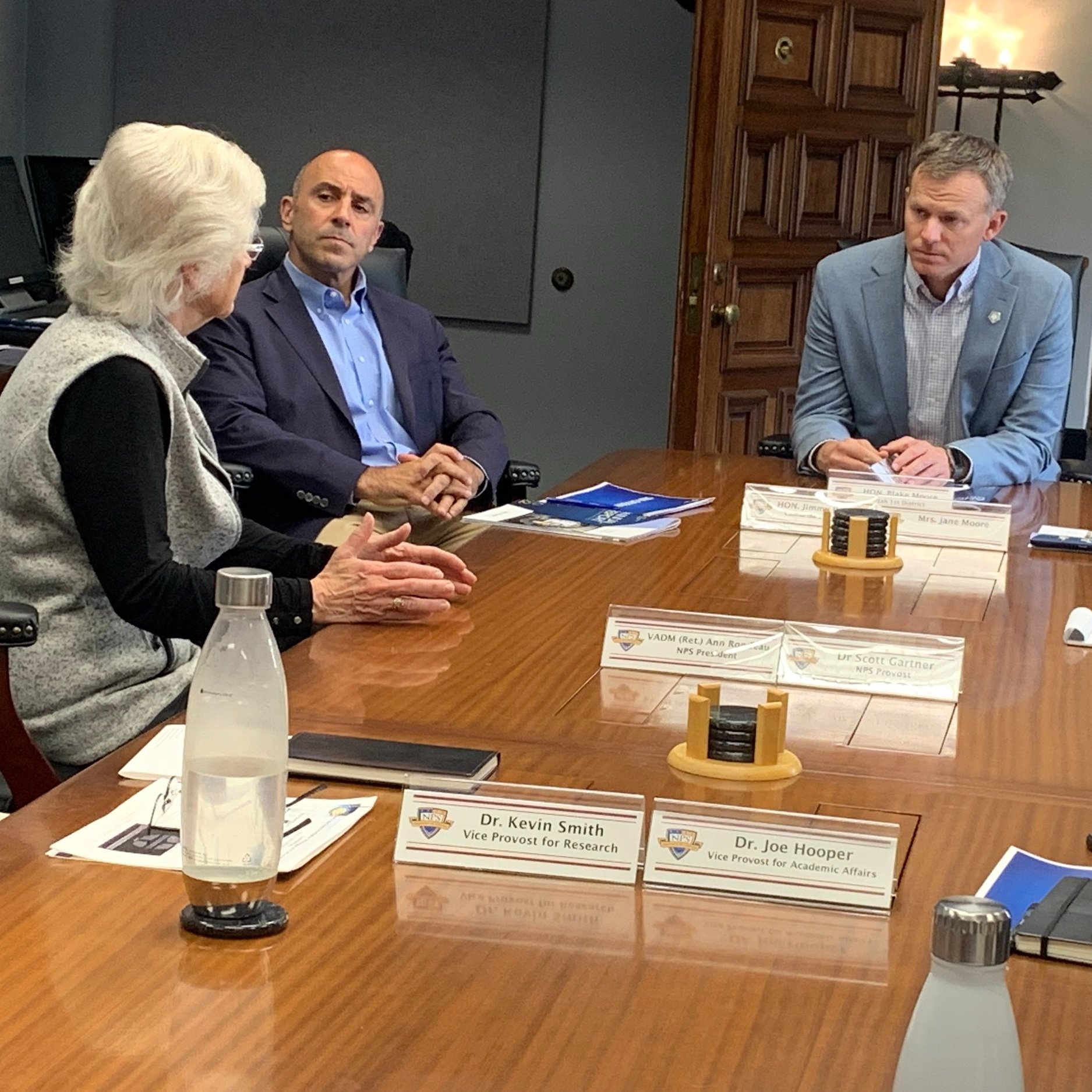 U.S. Reps. Panetta (left) and Moore meet with Retired Vice Adm. Ann E. Rondeau, President, Naval Postgraduate School in Monterey.