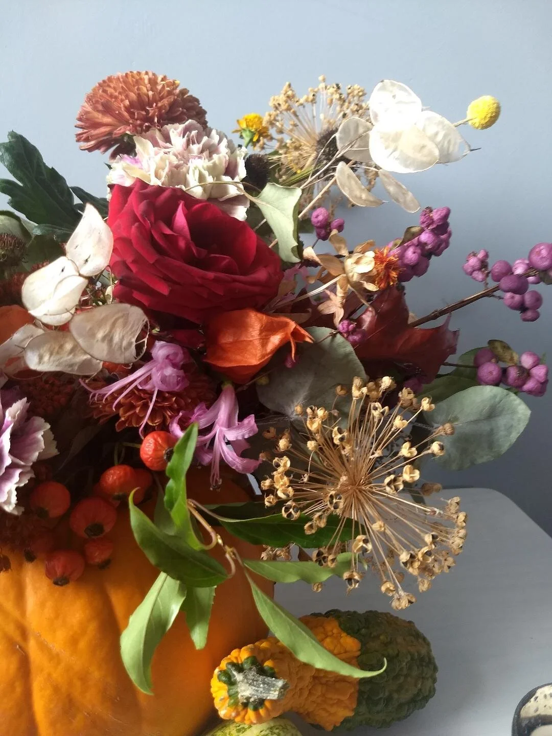 Spooky Halloween Pumpkin Flower Arrangement