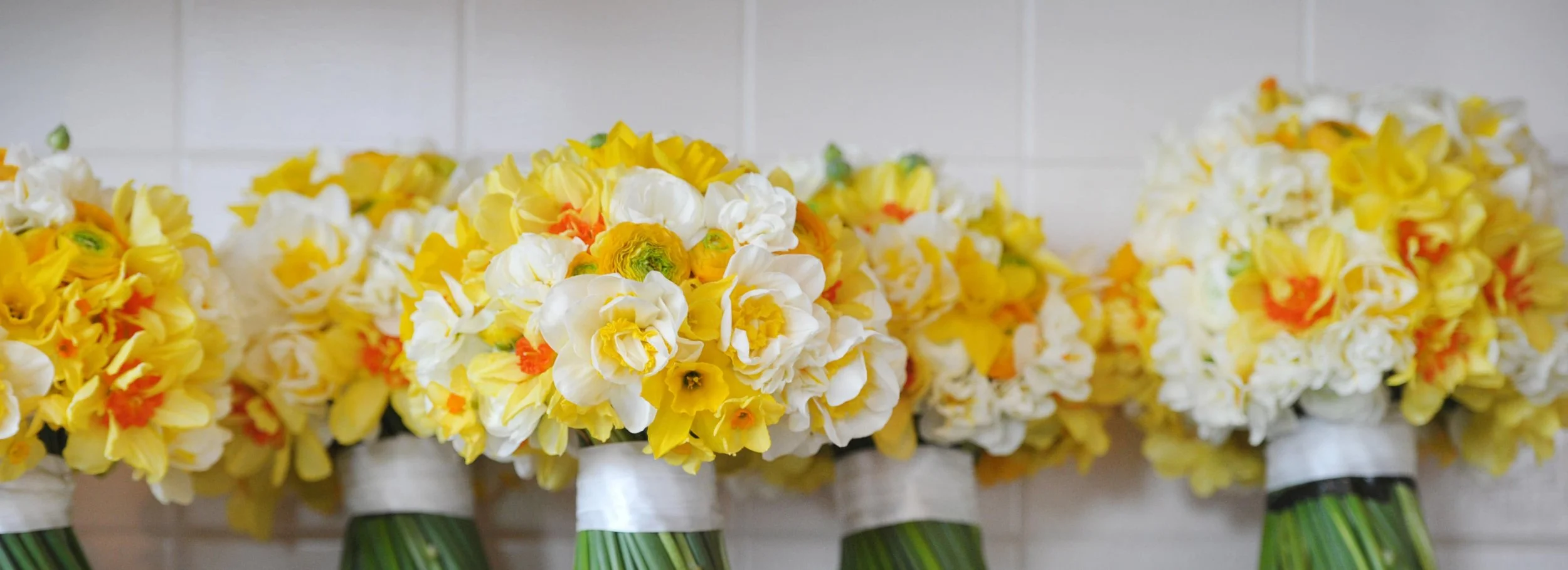 Bridal bouquets sat in a row.JPG