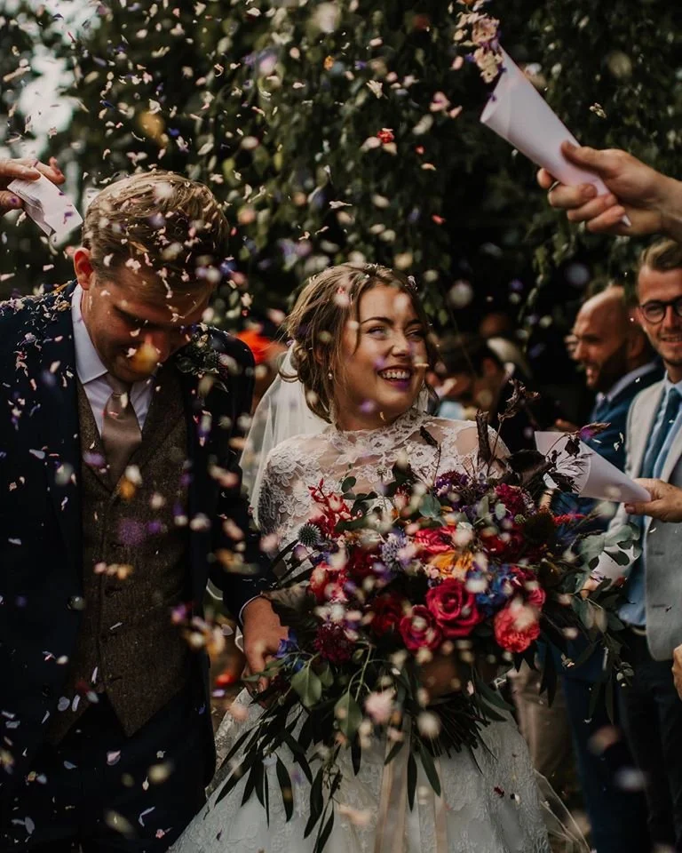 Colourful wedding flowers with Ellis and Chris