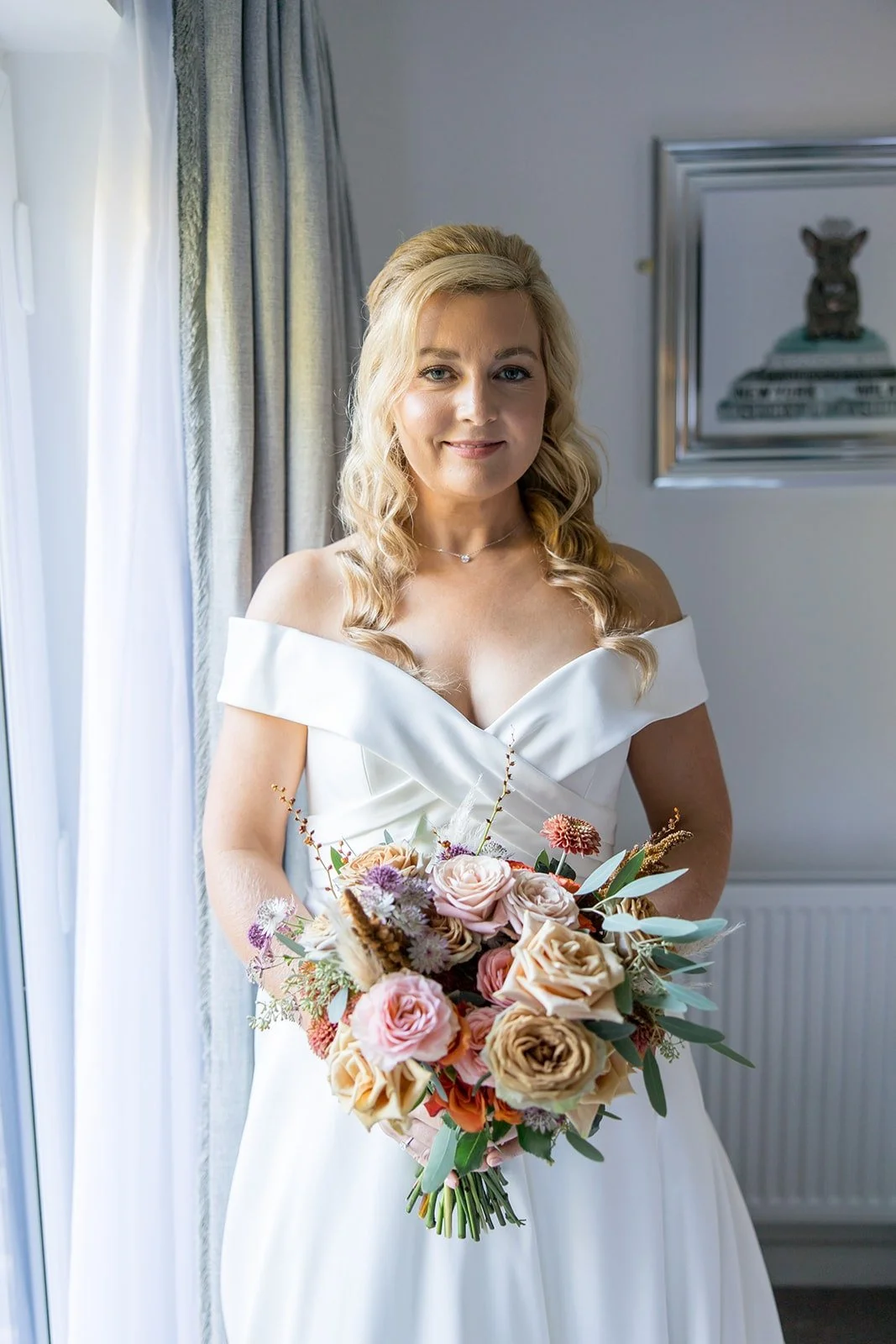 Bride with caffeine coloured bridal bouquet.jpg