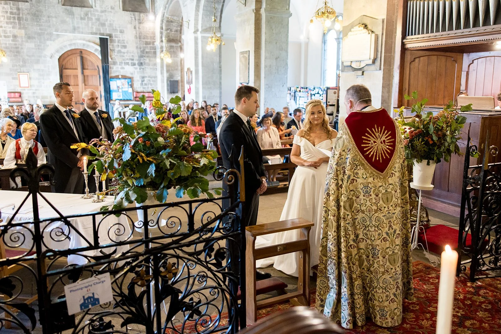 Wedding ceremony with caffiene tonal flowers.jpg