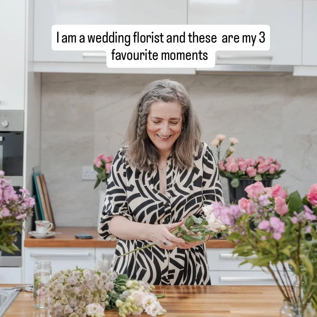 Which is your favourite?

These are my 3 best moments as a wedding florist.

Handing over the bouquet - both the most rewarding and yet nerve wracking part of my day. I need the bridal bouquet to be perfect, everything the bride could want and more.
