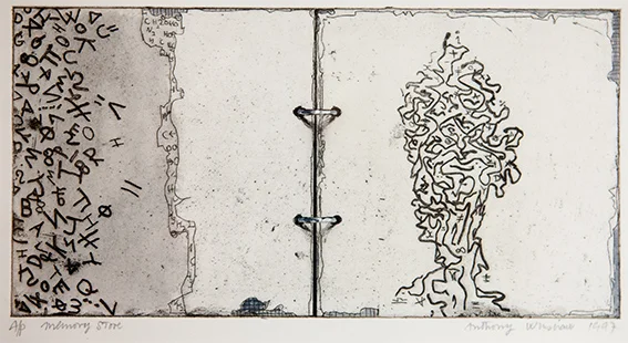 Memory Store 1997, 19 x 34 cm, hand tinted etching