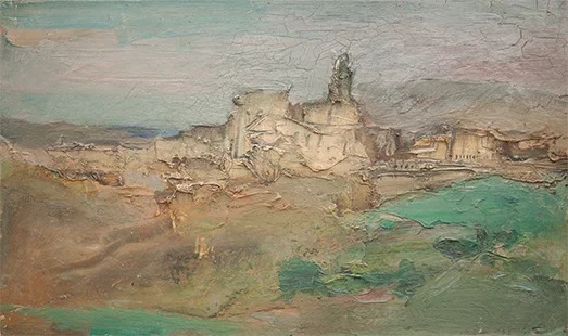 Zahara 1963, 26.5 x 44.5 cm, oil on board