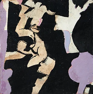 Small Purple Dance 1963-6, 20 x 20 cm, oil on board