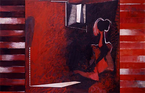 Red Interior With Mirror 1989-2000, 153 x 234 cm