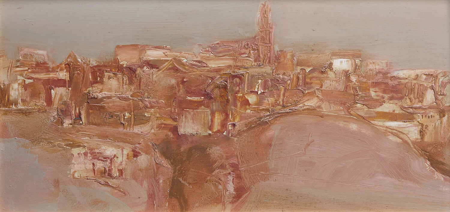 Pueblo 1964, 30 x 61 cm, oil on board